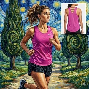 Nike Dri-FIT Mesh Training Tank Pink Strappy‎ Back CJ2549-601 Womens Medium